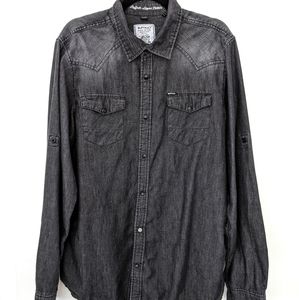 Buffalo David Bitton Long Sleeve Denim Ombre Shirt